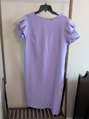 BRZ Lavender Ruffle-Sleeve Shift Dress